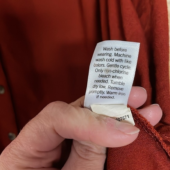 Sonoma size XXL rust color ruffle neck linen sleeveless blouse - Picture 5 of 6